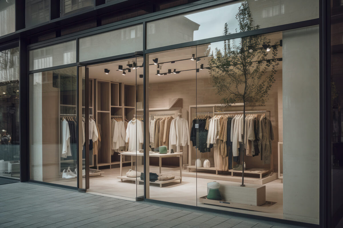 A bright neighborhood business street